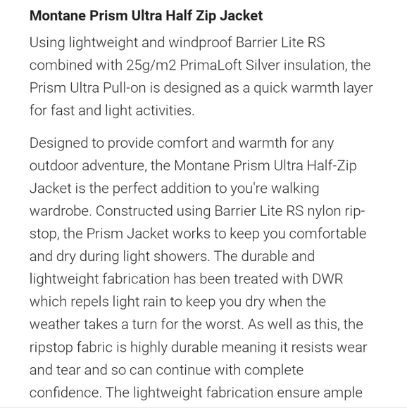Montane Prism Ultra Half Zip Men's Jacket - Picture 6 of 10